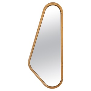 Miroir mural de forme irrégulière encadré de bois moderne, surface en verre décorative - Product Image 2