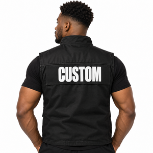 Gilet d'uniforme de sécurité pour hommes avec logo personnalisé OEM, vêtements de travail tactiques utilitaires en polyester, fabricant en gros - Product Image 3