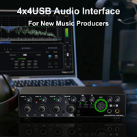 Interface audio filaire professionnelle de haute qualité OEM d'usine, 4 canaux, 24 bits, 192 kHz, carte son USB pour l'enregistrement en studio