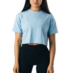 Wholesale Women's Shirts Short Sleeve Fashion Breathable O Neck Women T Shirts Soft Girls <b>Crop</b> <b>Top</b> T Shirt 200gsm Plain T Shirts - Product Image 3