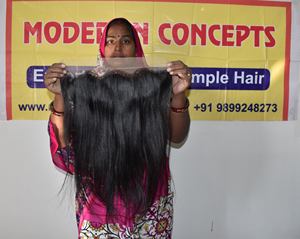 Fourniture en gros de 100% extensions de cheveux vierges droits indiens bruts non transformés avec 13*4 frontal pour femmes cheveux humains - Product Image 2