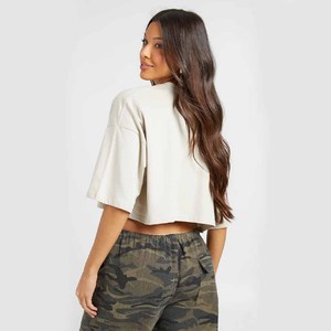 Women's Knitted Crop <b>Top</b> <b>Cap</b> <b>Sleeve</b> O-Neck Solid Color Loose Fit Casual All Seasons Wear - Product Image 2