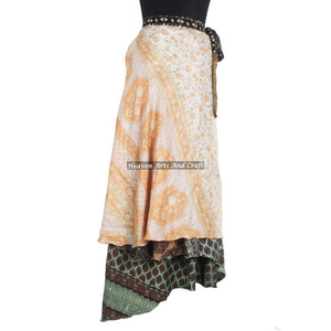Últimos Diseños de Faldas Personalizadas, Trajes de Falda a la Moda para Mujer, Faldas Largas Cruzadas de Estilo Vintage, Faldas Cruzadas de Seda Indias - Product Image 2