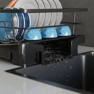 Escurridor de platos de metal negro, organizador de cocina con soporte para utensilios, accesorios de cocina, artículos de cocina - Product Image 5