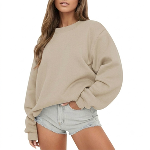 Sweat-shirt oversize à col rond pour femme, personnalisable avec logo OEM, en molleton brossé épais pour l'hiver, coupe décontractée, style streetwear - Product Image 1