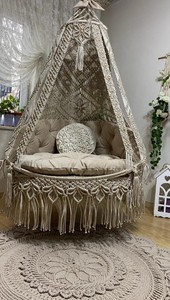 Handmade Macrame Double Hanging <b>Chair</b>: Boho Patio <b>Swing</b> - Product Image 3
