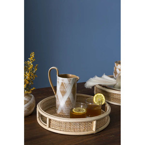 Vente en gros d'usine - Plateau de rangement rond en rotin robuste, plateau de rangement, plateau de service, cuisine, salon et hôtel - Product Image 2