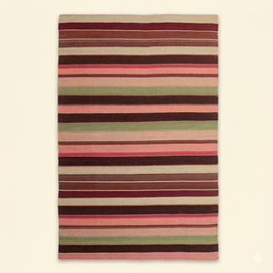 Tapis DECORDEC en laine tufté à la main, écologique, antidérapant, à rayures horizontales, à poils épais, design moderne pour salon, chambre, hôtel - Product Image 1
