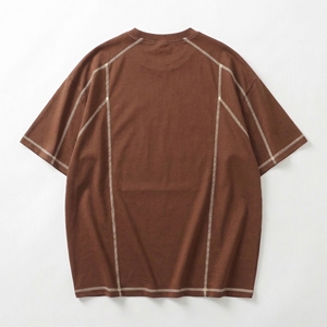 T-shirt en coton surdimensionné pour hommes avec surpiqûres contrastées – Vente en gros |   T-shirt décontracté streetwear |   Fabricant OEM de Marque Privée Personnalisée - Product Image 3