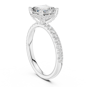 Anillo solitario de diamante brillante Asscher cultivado en laboratorio, anillo de compromiso de lujo certificado por GRA, disponible en oro blanco de 14k - Product Image 3
