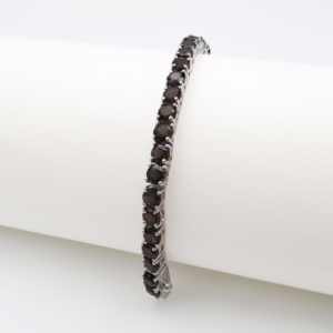 Pulsera de Plata de Ley 925 con Cuarzo Ahumado Natural, Bañada en Rodio - Product Image 4
