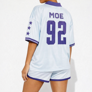 Ensemble de maillots de football américain respirants en gros pour femmes, tenue de rugby, sublimation personnalisée, haut de sport vintage, marque privée OEM - Product Image 5
