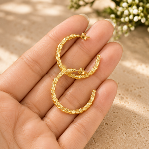 Pendientes de Aro Valore Jewels de Plata de Ley 925 con Baño de Oro de 18K, Diseño Orgánico Texturizado de Corteza de Abedul, Estilo Bohemio, Regalo de Boda para Mujer - Product Image 6