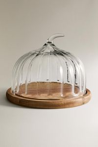 Glass Dome <b>Cake</b> <b>Stand</b> with Wooden Base Hemisphere Shape Reusable Dessert Display Cover for Cupcakes Pastries Small <b>Cakes</b> Bread - Product Image 5