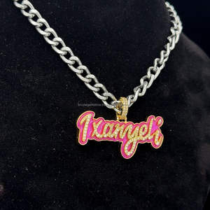 Collar con colgante de nombre personalizado de moissanita chapada en oro y plata que brilla en la oscuridad 925 - Product Image 3