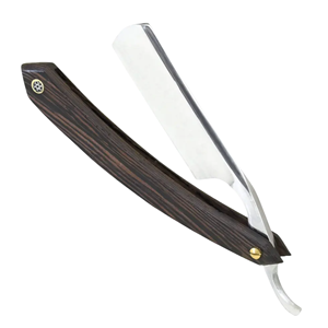 Professional Foldable Men's Straight <b>Razor</b> Wood Handle Black Stainless Steel Blade Disposable Single Blade Face Body Custom Logo - Product Image 1