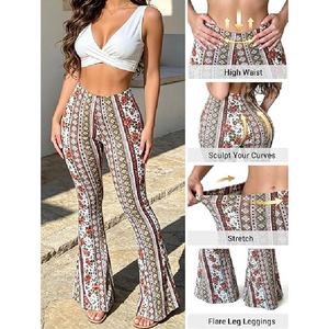 Pantalones de Mujer Estilo Bohemio Vintage con Estampado Floral, Corte Ajustado, Cintura Alta, Estilo Campana, Moda Y2K - Product Image 5
