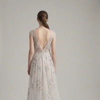 Robe de soirée de luxe écologique brodée à la main, simple, avec perles et traîne, longueur ras du sol, silhouette trompette/sirène, pour soirée