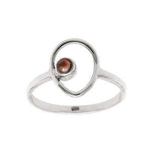 Solid 925 Sterling <b>Silver</b> <b>Ring</b> With Natural Brilliant Round Cut <b>Garnet</b> Gemstone Open <b>Ring</b> Handmade Design Vintage Boho Jewelry - Product Image 1
