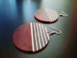 Handmade Wooden Teardrop Earrings With Striped <b>Resin</b> Inlay Gold Hook Dangle Jewelry For Women <b>Resin</b> <b>Crafts</b> - Product Image 4