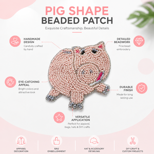 Custom Pig Animal Beaded <b>Patch</b> Handmade Chenille Fabric PU Sequin Embroidery Applique <b>Sew</b>-<b>On</b> for Clothing Accessories and Crafts - Product Image 6