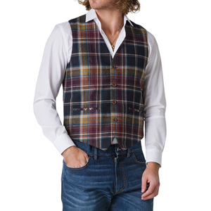 Mens Classic Plaid Tartan <b>Vest</b> Formal Waistcoat Adjustable Back Elegant Slim Fit <b>Vest</b> For Weddings And Business Wear - Product Image 4