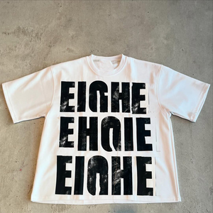 T-shirt court surdimensionné personnalisé 100 % coton 350 g/m² pour homme, coupe carrée, épaules tombantes, col rond, en tissu éponge uni imprimé, respirant et à séchage rapide - Product Image 4