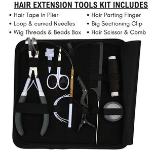Customizable Hair Extension tools Accessories Set White Tape In Plier Wig Sewing <b>Thread</b> <b>Beads</b> Box Parting Finger Duckbill Clips - Product Image 2