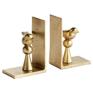 Sujetalibros Pequeños de Metal Dorado Antiguo para Estantes, Soporte Decorativo para Libros Pesados - Product Image 1