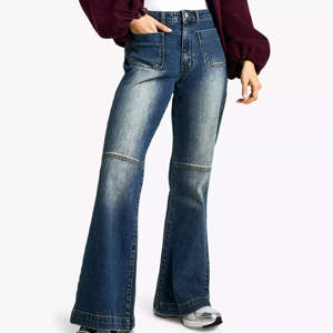 Customized Women Corduroy Wide Leg High Waisted Distressed Jeans Breathable Summer Casual Cut-up Pencil - Product Image 4