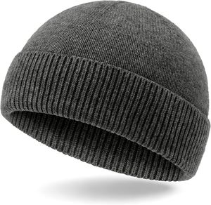Unisex Wool Fisherman Beanie Hat, Short Cuffed Knit Skull <b>Cap</b> <b>for</b> <b>Men</b> Women, Warm Ribbed <b>Winter</b> Watch <b>Cap</b>, Casual Streetwear - Product Image 2