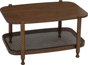 โต๊ะกาแฟทรงกลม ไม้โอ๊คมาเลเซีย หน้าโต๊ะไม้เนื้อแข็ง พร้อมชั้นวางด้านล่างหวายสังเคราะห์ รุ่นโต๊ะกาแฟ ดีไซน์ร่วมสมัย - Product Image 5