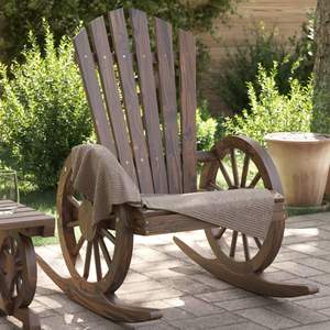 Silla Adirondack de Madera de Abeto Macizo en Color Madera Quemada para Uso en Jardín - Product Image 1