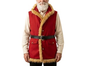 Men's Red Santa Claus Vest <b>Christmas</b> Chronicles Kurt Russell Style Wool Fur Trimmed Costume - Product Image 1