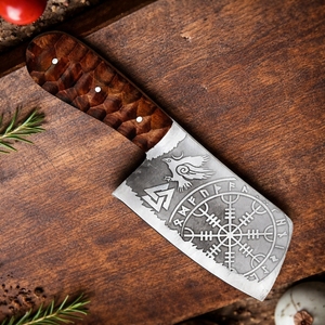 Cuchillo de Carnicero Mini Cleaver Hecho a Mano por SAZ ENTERPRISES, Hoja Fija, Forjado a Mano en Acero, Mango de Madera, Extra Afilado - Product Image 6