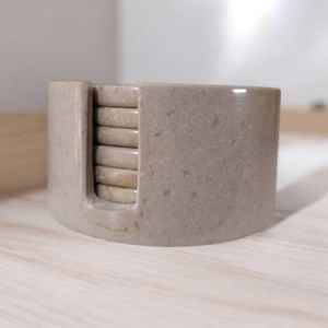 Juego de 6 posavasos de mármol ónix de lujo con soporte, elegante decoración para mesa de café y hogar - Product Image 2