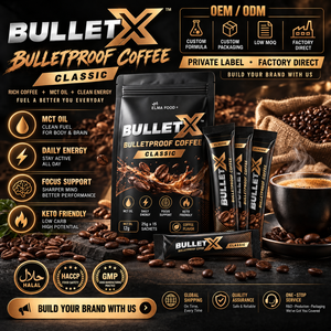 กาแฟคีโตไดเอทสำเร็จรูปชนิดขม ผสม MCT และแอล-คาร์นิทีน น้ำตาลน้อย ให้พลังงาน พร้อมรับผลิตแบรนด์ส่วนตัว มาเลเซีย - Product Image 1