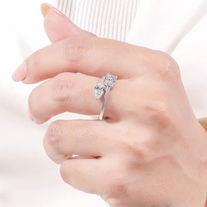 Anillo de diamantes Toi et Moi de oro macizo con corte de pera y radiante, anillo de compromiso de diamantes cultivados en laboratorio con corte mixto - Product Image 6