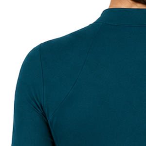 Chemise de sport pour femme, couleur vert-bleu, à manches longues, pour l'équitation, entraînement équestre, avec fermeture éclair quart de tour, extensible, respirante, haute performance - Product Image 6
