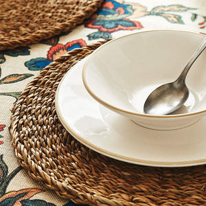 Natural Straw Charger <b>Plates</b> Plain Braided Seagrass Placemat Woven Table <b>Mat</b> Luxury Eco Friendly Coaster Tableware Wholesale - Product Image 4