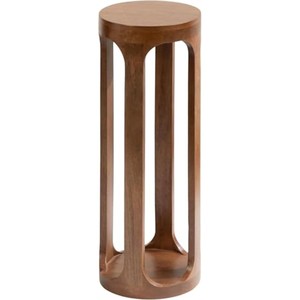 Base de Pedestal de Madera de Teca, Diseño Geométrico en Nogal Oscuro, Venta al por Mayor en India - Product Image 2