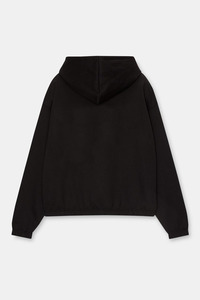 Unisex <b>Black</b> Hoodie with Elastic Hem Oversized Streetwear Pullover 100% Cotton Custom Logo Heavyweight Winter Hoodies for Men - Product Image 3