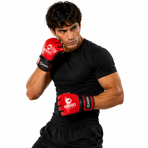 OEM Custom Logo MMA Half Finger Gloves Breathable PU Leather for Closure Adjustable Wrist Strap Gym Martial Arts Boxing - Product Image 2