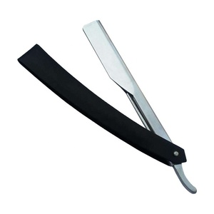 Navaja de Afeitar Profesional Plegable para Barbería con Mango de Plástico Negro, Navaja de Corte Recto para Afeitar la Barba de Hombres - Product Image 1