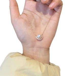 Pendentif en perle d'océan Akoya japonaise, or 18 carats, demi-lune, diamant, niveau céleste, exquis, pendentifs en diamant pour clavicule, charmes - Product Image 5