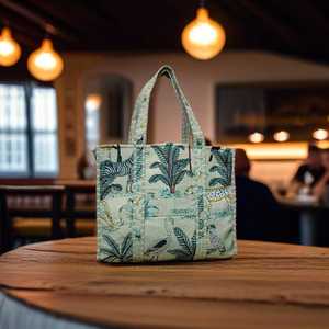 Bolso Tote Acolchado con Estampado Animal, Estilo Safari, de Algodón, Vintage, Ecológico, para Mujer, para Viaje, Uso Diario - Product Image 2