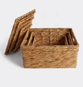 Paniers de rangement pour vêtements en jonc de mer écologiques, couleur naturelle/personnalisée, ronds/rectangulaires/carrés, panier flexible en jacinthe d'eau - Product Image 3