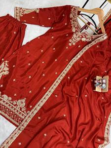 Vestido Tradicional Indio-Pakistaní Salwar Kameez de NiMa Creations con Bordado Floral Rojo para Mujer, con Dupatta de Secado Rápido para Bodas y Fiestas - Product Image 5
