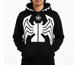Sweat-shirt à capuche de luxe noir pour homme, coupe oversize, en coton épais, style streetwear hiver, chaud et tendance - Product Image 1