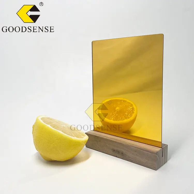 Goodsense-Espejo dorado de poliestireno, hoja de espejo de una vía, gran PS, estireno, revestimiento trasero barato, plástico consumible